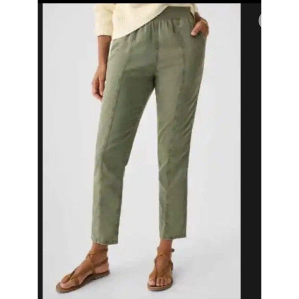 Faherty womens Arlie Day Pant green Tencel Linen Blend  pull on pants- S